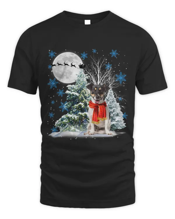 Jack Russell Terrier Under Moonlight Snow Christmas Pajama 106