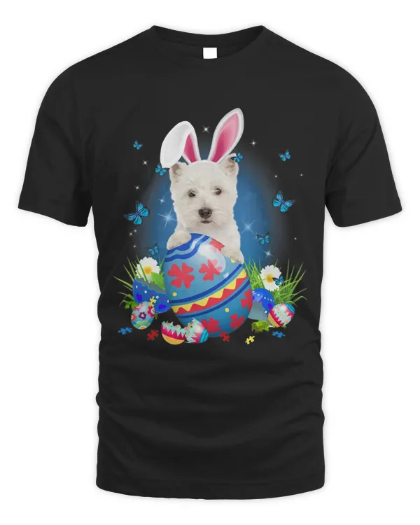 Bunny West Highland White Terrier With Egg Basket Easter