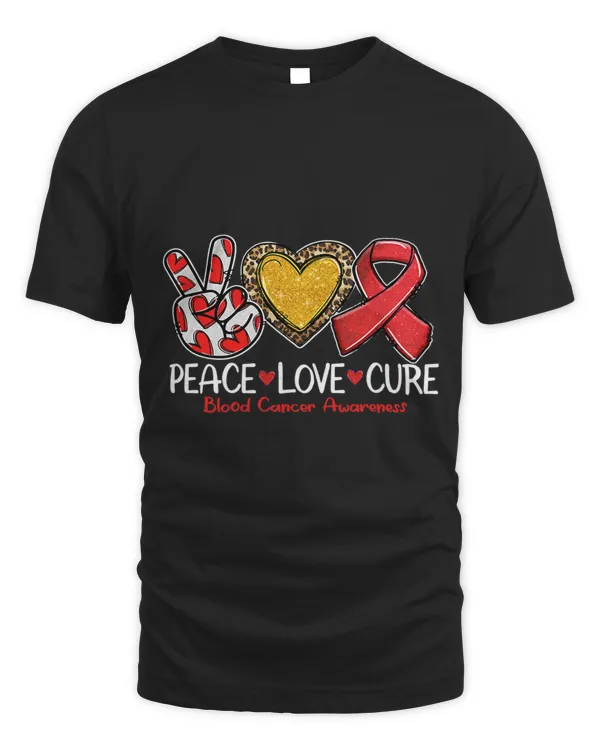 Blood Cancer Awareness Peace Love Cure Red Ribbon
