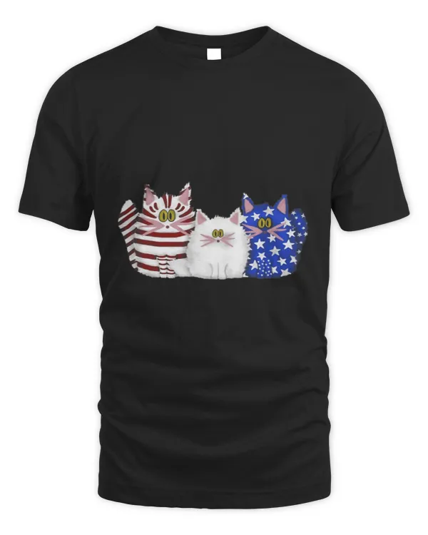 3 Cats Kitten American Flag 1