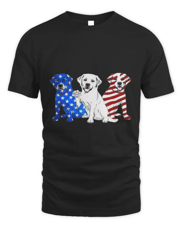 3 Dogs Labrador American Flag