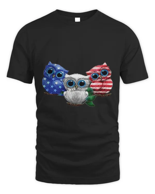 3 Owl American Flag