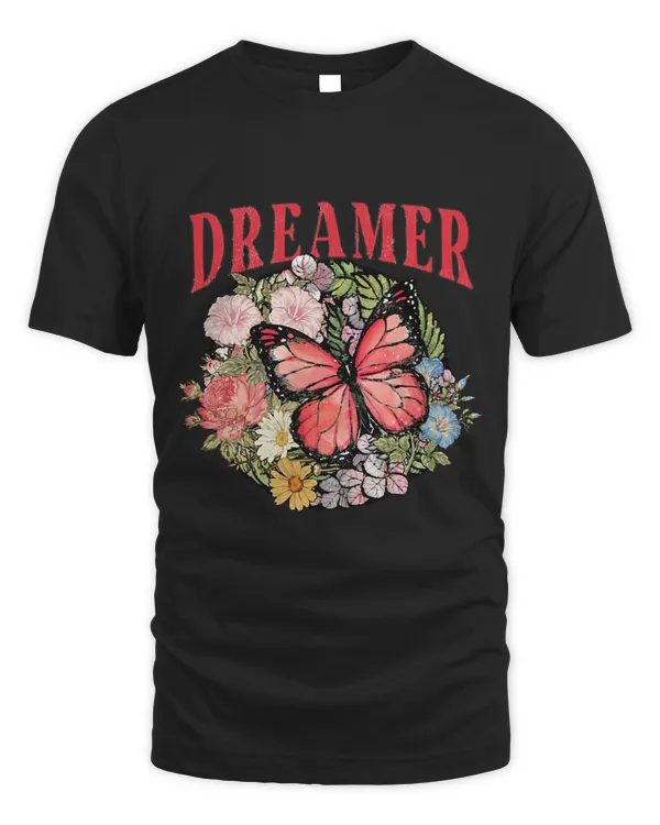 Dreamer Floral Motivational Butterfly Art Design