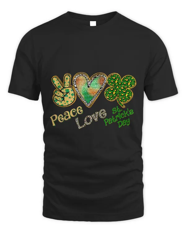 Peace Love St Patricks Day Lucky Clover Shamrock Leopard