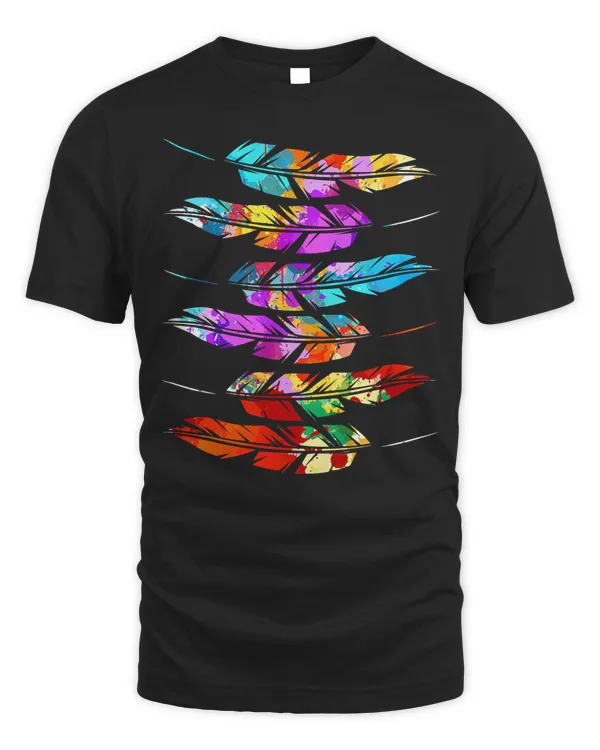 Colorful Feathers American Indian Pride Native American T-Shirt