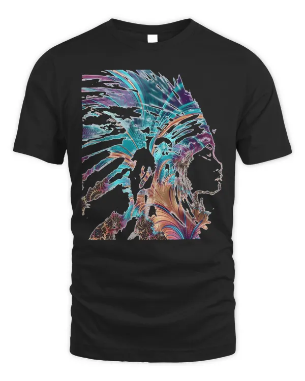 Colorful Headdress Native American Indian Traditional Art T-Shirt