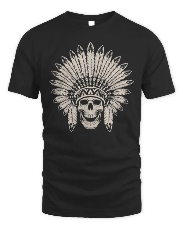 Feather Skull Native American Native Indigenous Indian T-Shirt