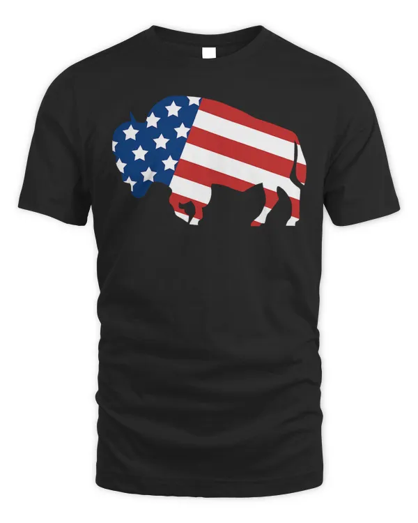 American Flag Buffalo  Bison Shirt