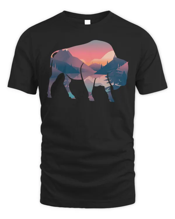 Artistic National Park Tshirt Bison Buffalos Landscape Park Long Sleeve T-Shirt