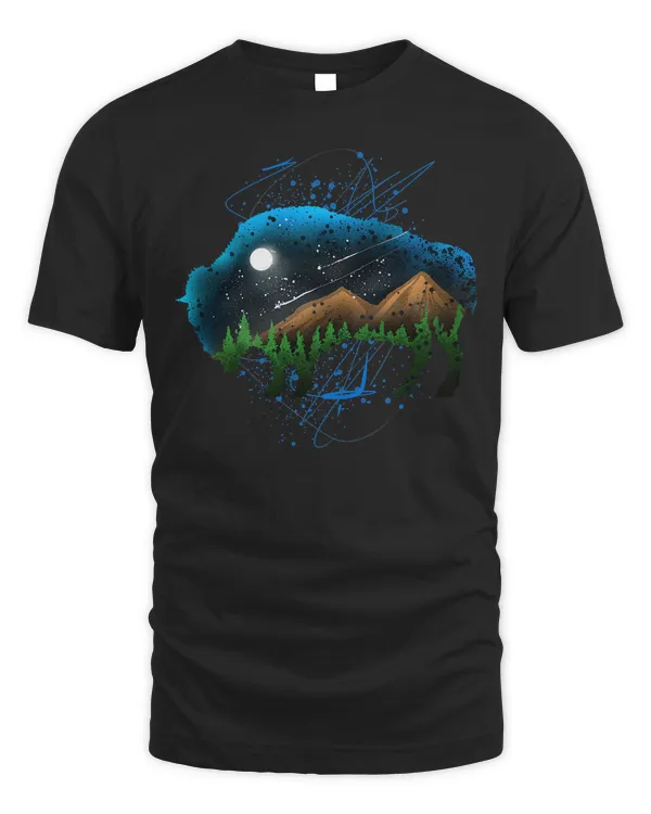 Moon And Stars Buffalo Gift Bison T-Shirt