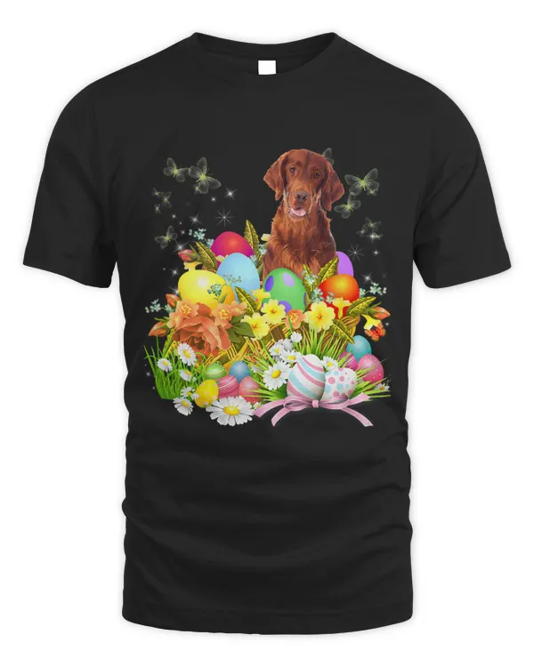 Irish Setter Bunny Dog With Easter Eggs Basket Cool