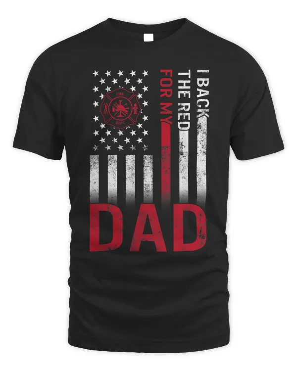 Firefighter Daughter Son Dad Support USA Red Line Father Day T-Shirt