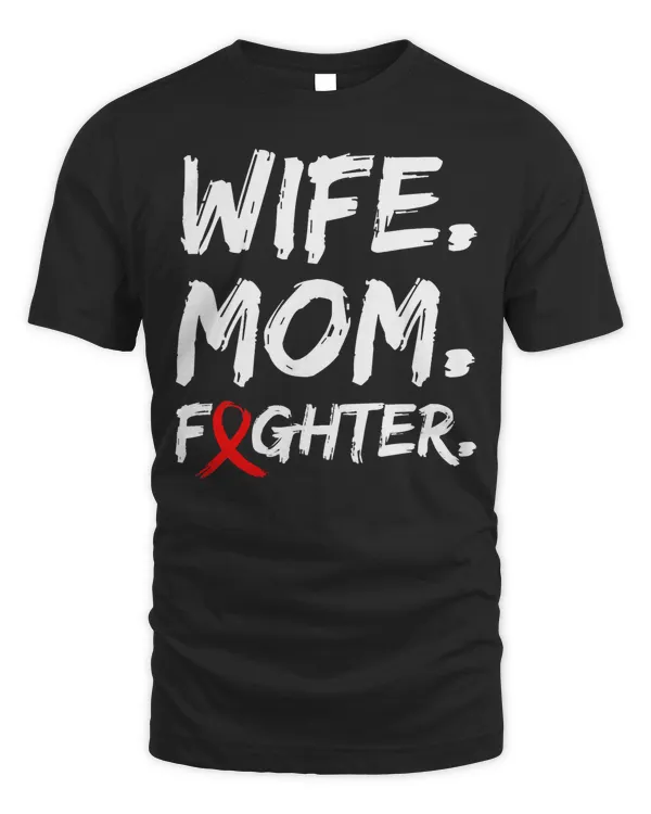 Wife Mom Fighter Red Ribbon Women Firefighter Mother's Day T-Shirt