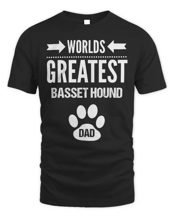 Mens Worlds Greatest Basset Hound Dog Dad Paw Print Pet Lover T-Shirt