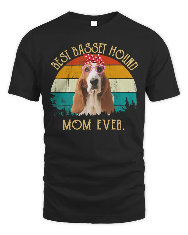Vintage Retro Mama Mother's Day Best Basset Hound Mom Ever T-Shirt