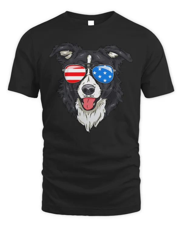 Border Collie Lover Patriotic Dog 4th of July American Gift T-Shirt