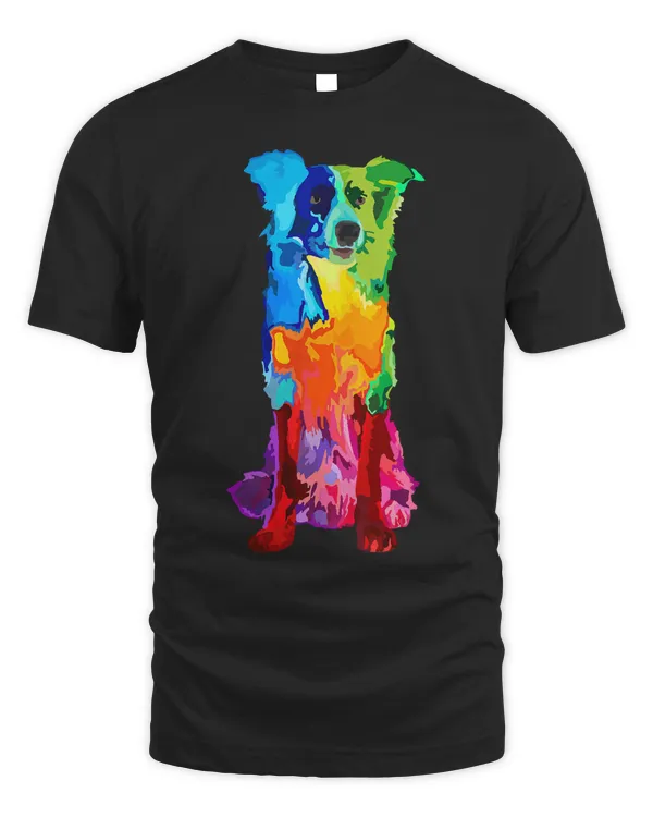 Dog Lover Gifts Border Collie For Womens Colorful Collie Men T-Shirt