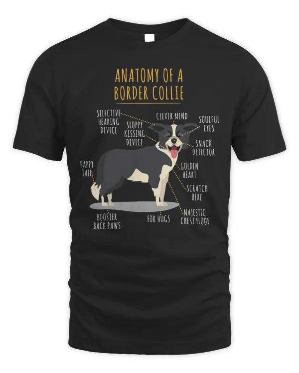 Funny Anatomy Of A Border Collie Intelligent Dog Breed T-Shirt