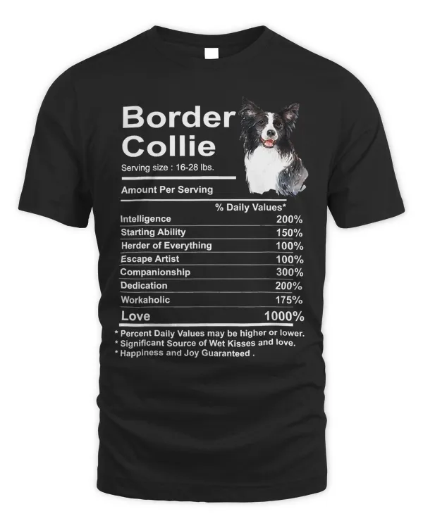Funny Border Collie Facts nutrition Gift Border Collie Mom T-Shirt