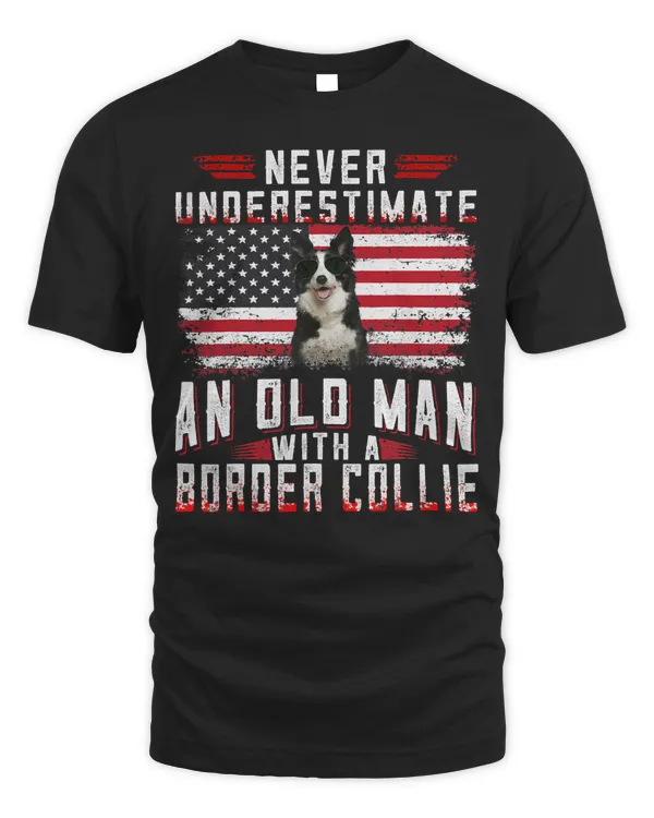 Never Underestimate An Old Man With A Border Collie Vintage T-Shirt