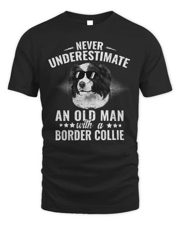 Never Underestimate An Old Man with Border Collie Dog Premium T-Shirt