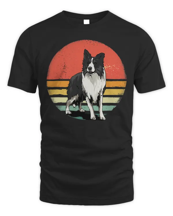 Retro Vintage Border Collie Sheepdog Puppy Pet Dog Lover T-Shirt
