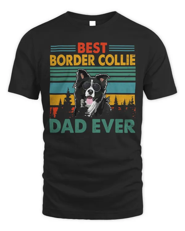 Vintag Retro Best Border Collie Dad Happy Father's Day T-Shirt