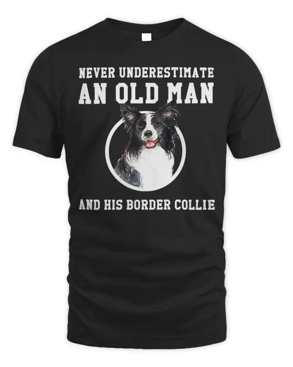 Vintage Never Underestimate An Old Man With A Border Collie Premium T-Shirt