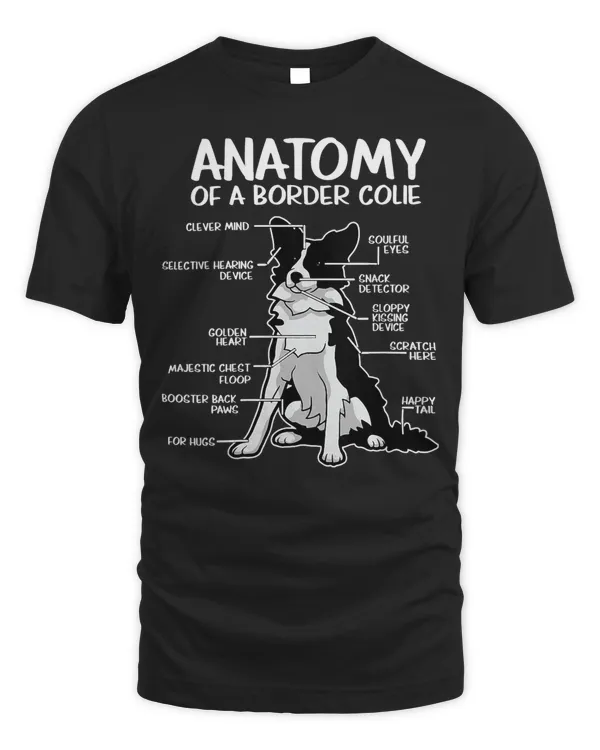 Womens Border Collie Mom Shirt, Funny Anatomy of a Border Collie V-Neck T-Shirt