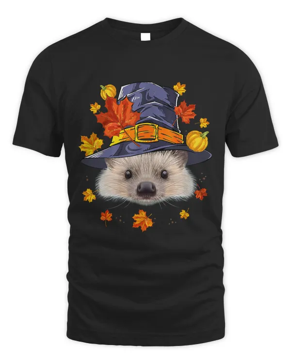 Pilgrim Hedgehog Face Maple Leaf Fall Vibes Thanksgiving Day 527