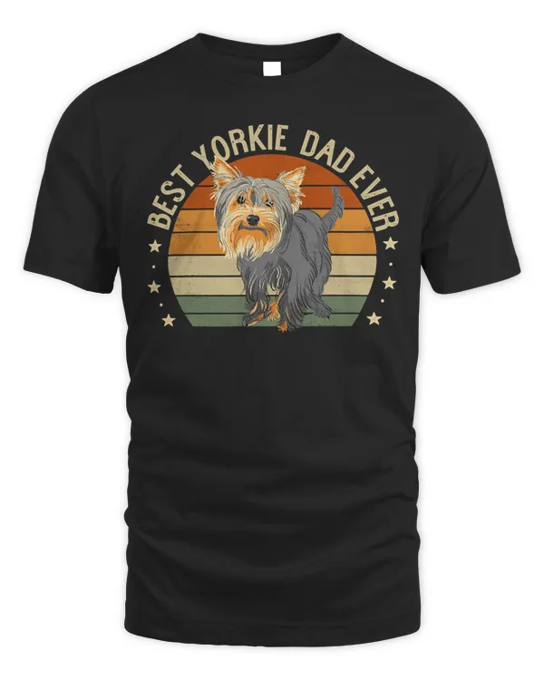 Best Yorkie Dad Ever Retro Yorkshire Terrier Gifts Dog Daddy Long Sleeve T-Shirt