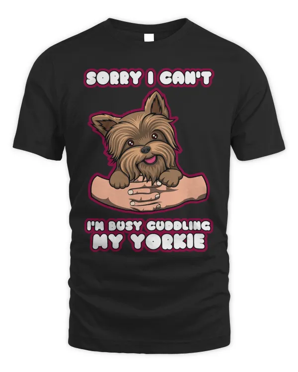 Cuddling My Cute Yorkie Funny Yorkshire Terrier Long Sleeve T-Shirt