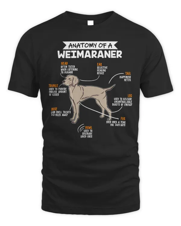 Anatomy Of A Weimaraner Dog Funny Dog Lover Gift T-Shirt