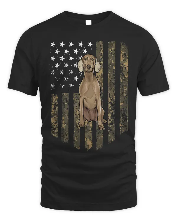 Camo American Flag Weimaraner 4th Of July USA T-Shirt