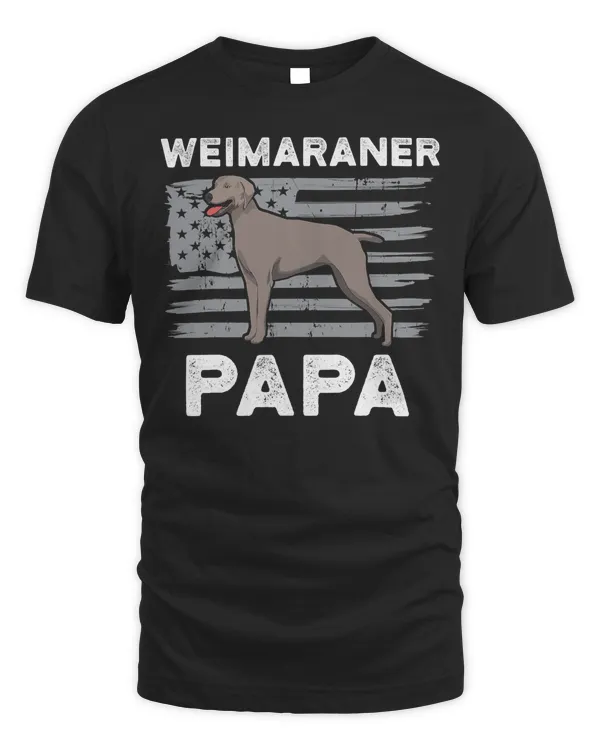 Cute Weimaraner Papa Gift Weim Dog Dad Pet American Flag T-Shirt