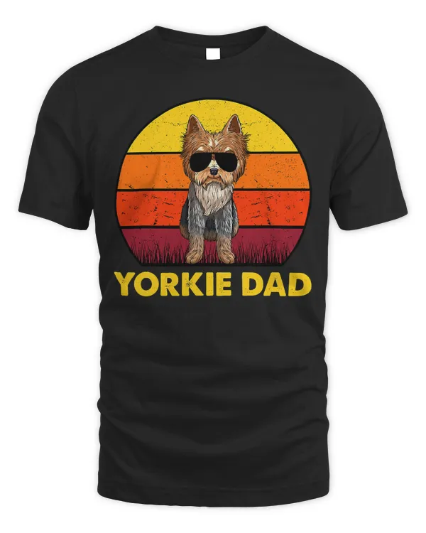 Mens Yorkie Papa Retro Vintage Yorkshire Terrier Yorkie Dad T-Shirt
