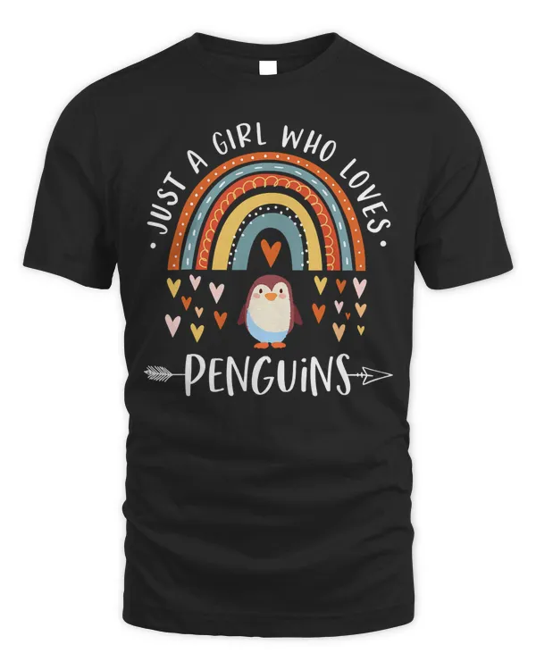Just A Girl Who Loves Penguins Rainbow Gifts Penguin Lover T-Shirt