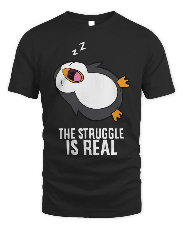 Tired Penguin Pyjama Lazy Penguin The Struggle Is Real Pullover Hoodie