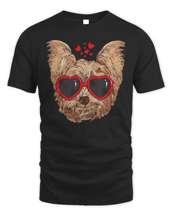 Yorkie Mom Dog Sunglasses Love Heart Yorkshire Terrier Dog T-Shirt