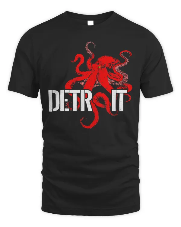 Detroit Downtown Motor City Octopus Kraken Souvenir Hockey T-Shirt