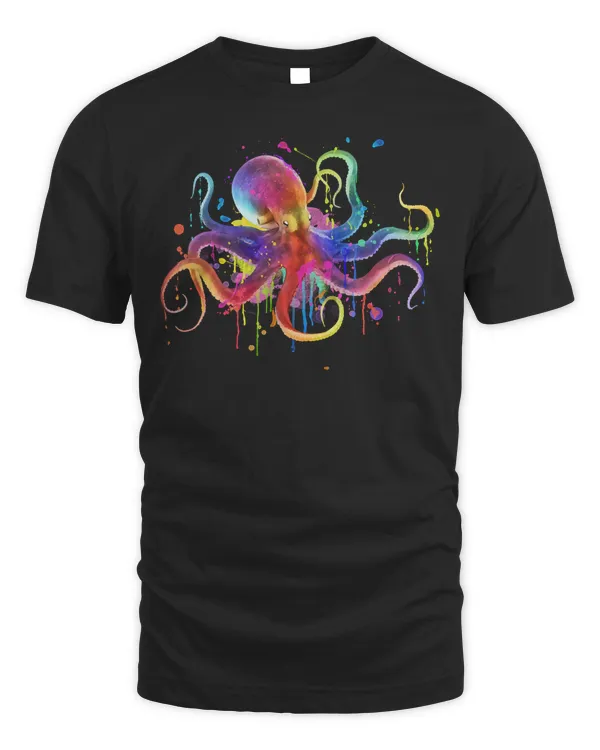 Dripping Rainbow Octopus psychedelic Long Sleeve T-Shirt