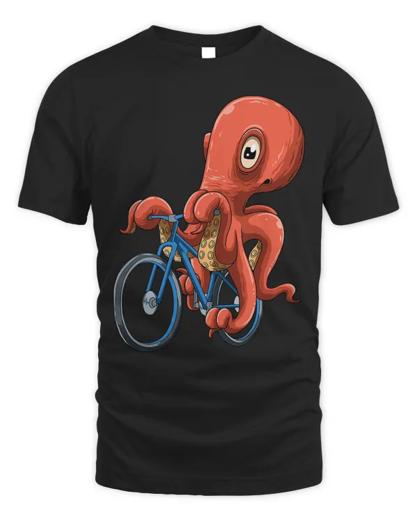 Octopus On Bicycle Octopus Riding Bicycle T-Shirt