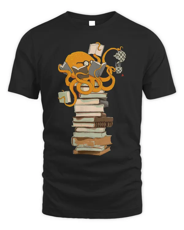 Reading Octopus, tea, coffee and books gift T-Shirt