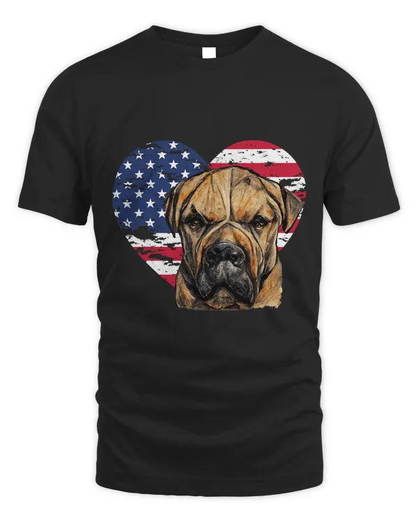 Retro Vintage Usa Flag Heart South African Boerboel Dog