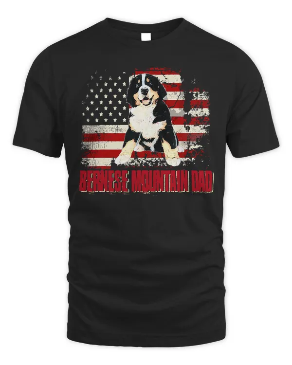 Bernese Mountain Dad American Flag 4th of July Dog Lovers T-Shirt