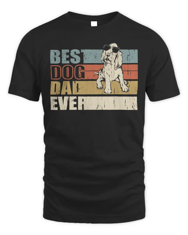 Best Dog Dad Ever funny glasses Bloodhound retro T-Shirt