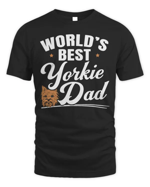 Mens World's Best Yorkie Dad Yorkshire Terrier Dog Daddy Puppy T-Shirt