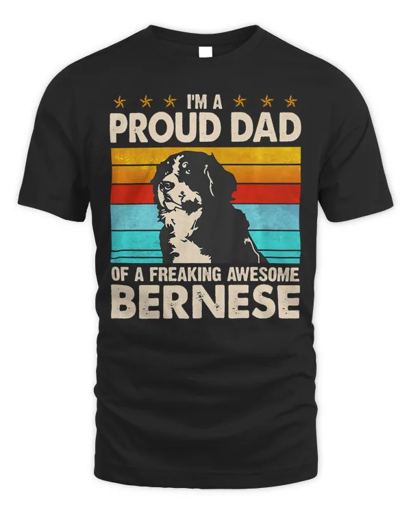 Mens I'm A Proud Dad Of A Freaking Awesome Bernese Mountain Dog Premium T-Shirt