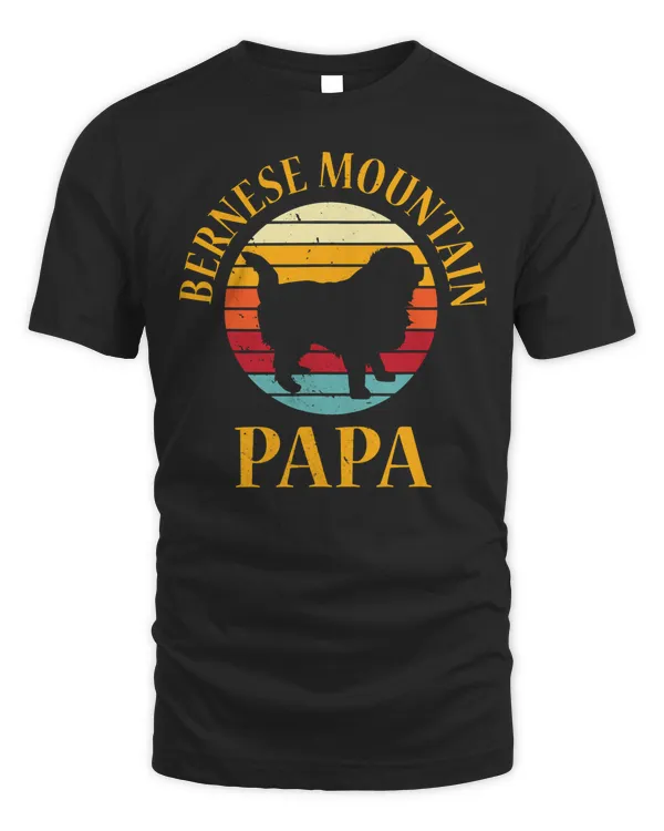 Retro Bernese Mountain Dog Papa Gift Cool Dog Dad Pet Owner T-Shirt