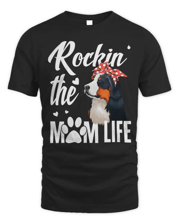 Womens Dogs 365 Rockin The Bernese Mountain Mom Life Dog Lover V-Neck T-Shirt